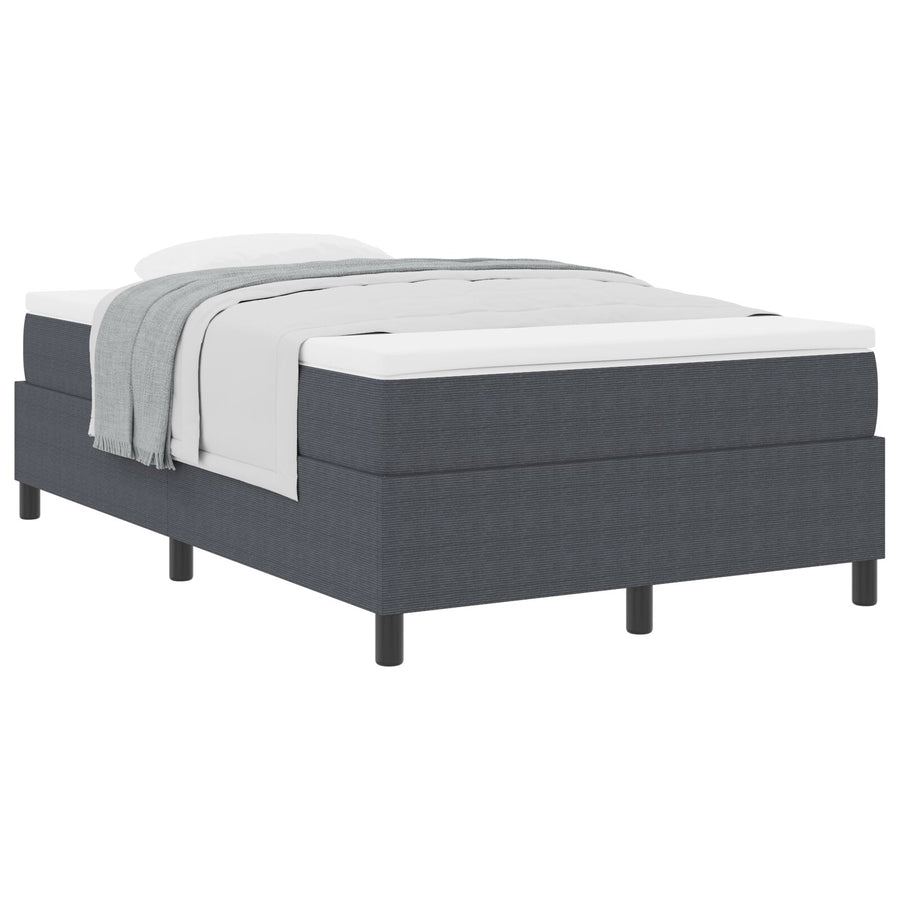 Boxspring Bed Met Matras Donkergrijs 120X200 Cm Corduroy Stof