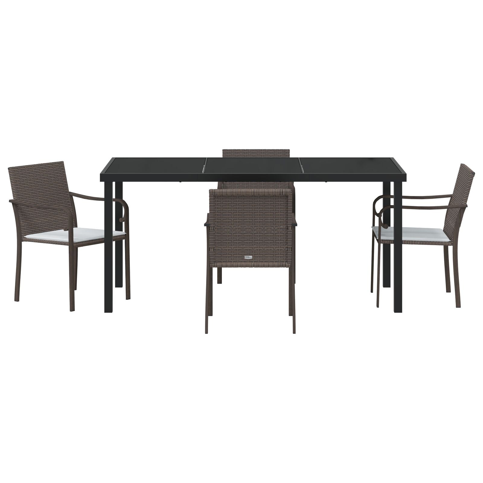 5-Delige Tuinstel Met Kussens Poly Rattan 4-Zitter Bruin 160 cm