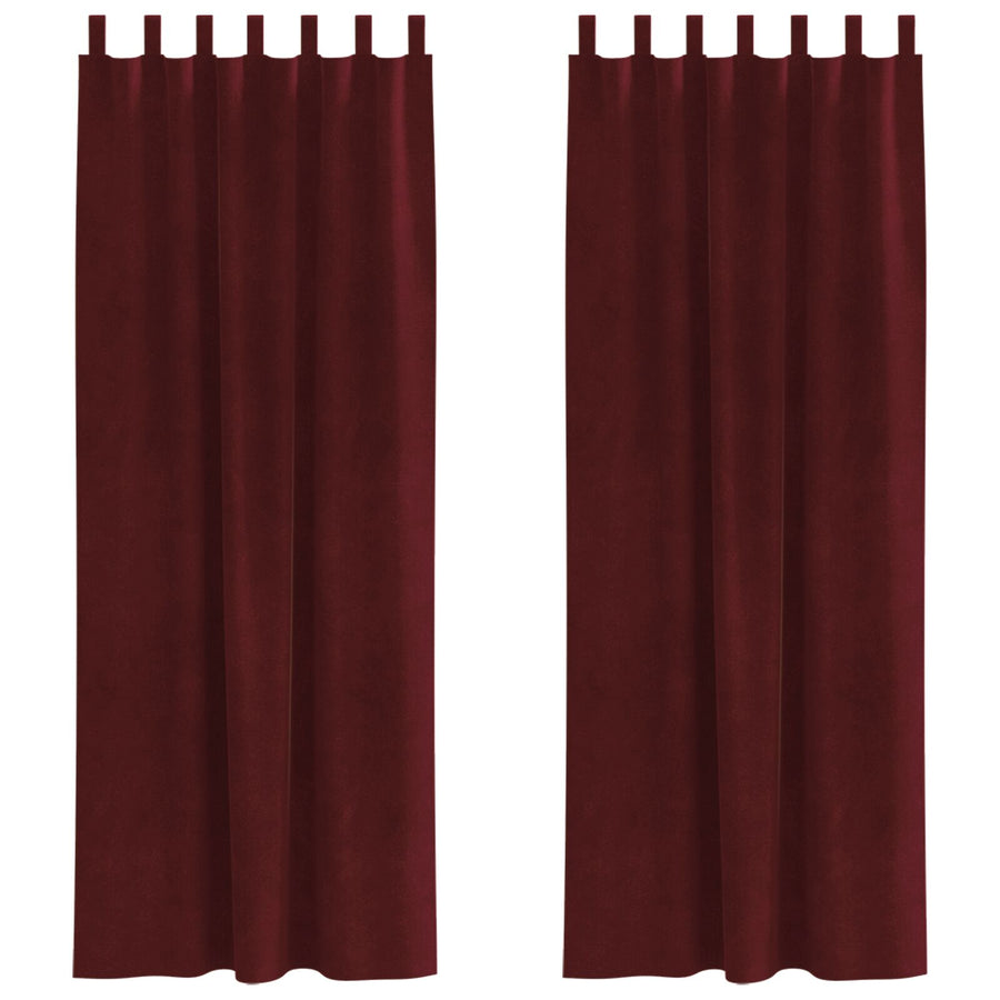 Zwarte Gordijnen Met Hengende Lussen 2 Stuks Velvet Wijnrood 140 x 260 cm met hanglussen