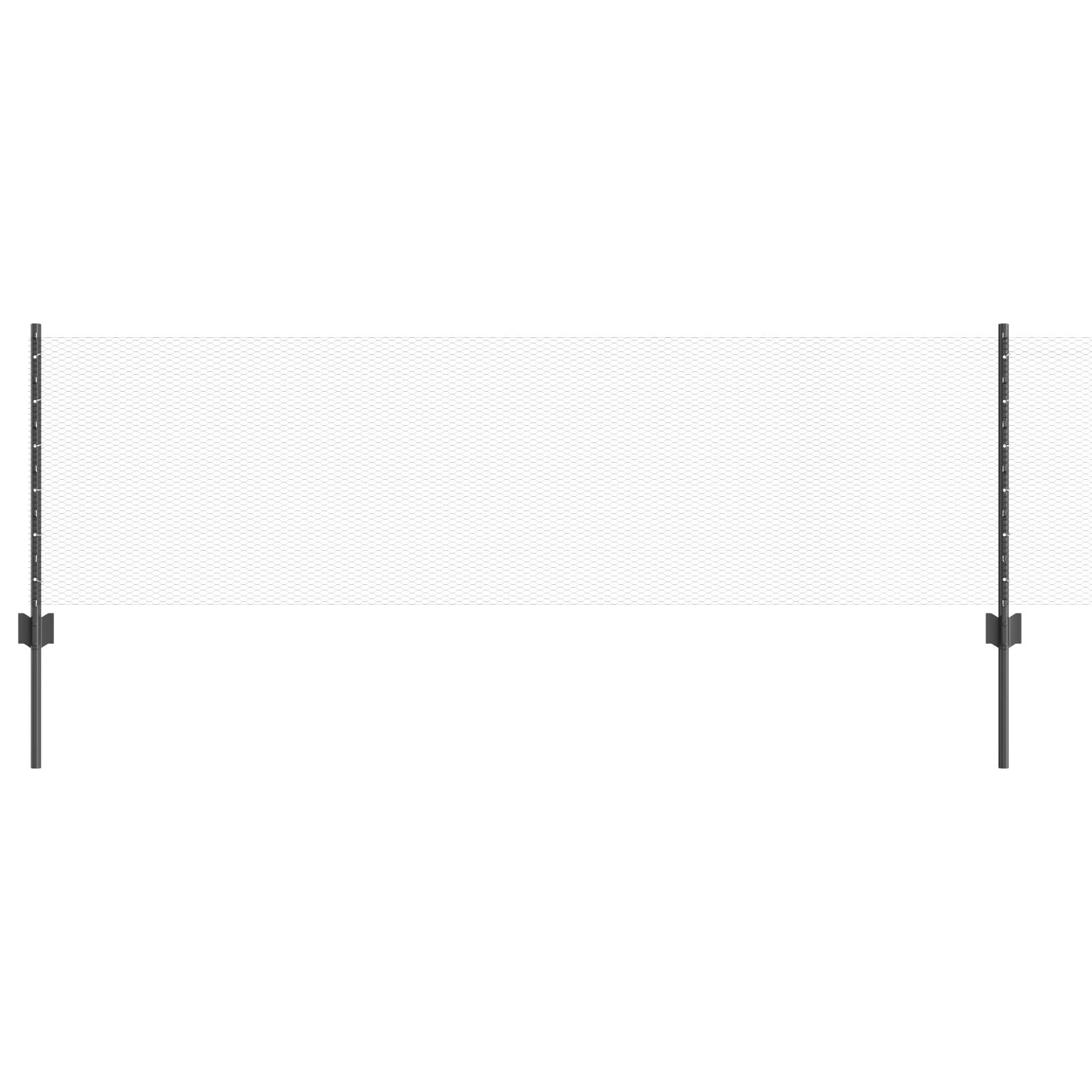 Fence Posts 11 Pcs U-Channel Grijs 60 Cm Staal,  Hexagonale Afzetting Grijs 0,6X25 M Staal