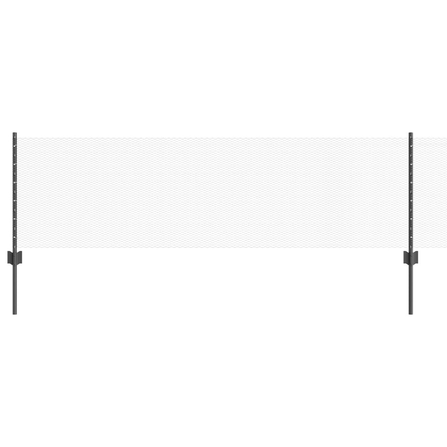 Fence Posts 11 Pcs U-Channel Grijs 60 Cm Staal,  Hexagonale Afzetting Grijs 0,6X25 M Staal