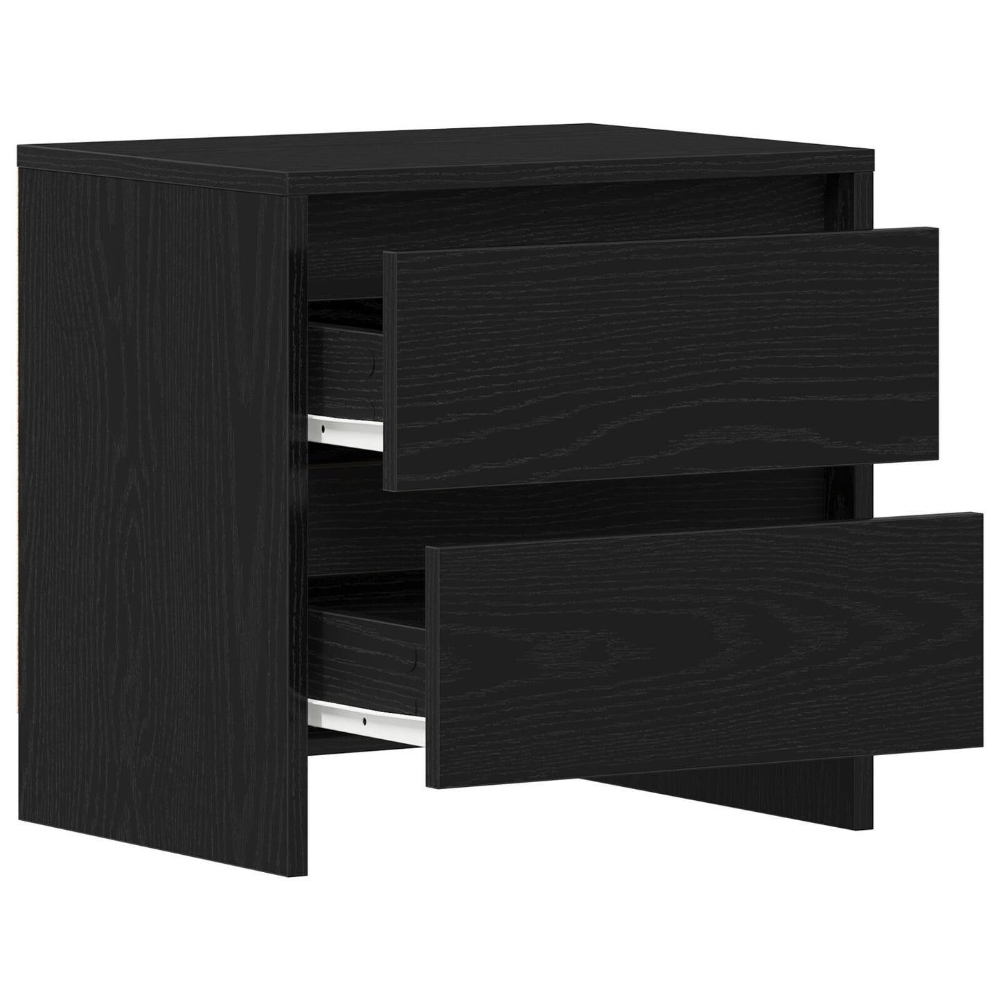 Nachtkastje 45X34X44,5 Cm Gelaagd Hout 1 Zwart Eiken