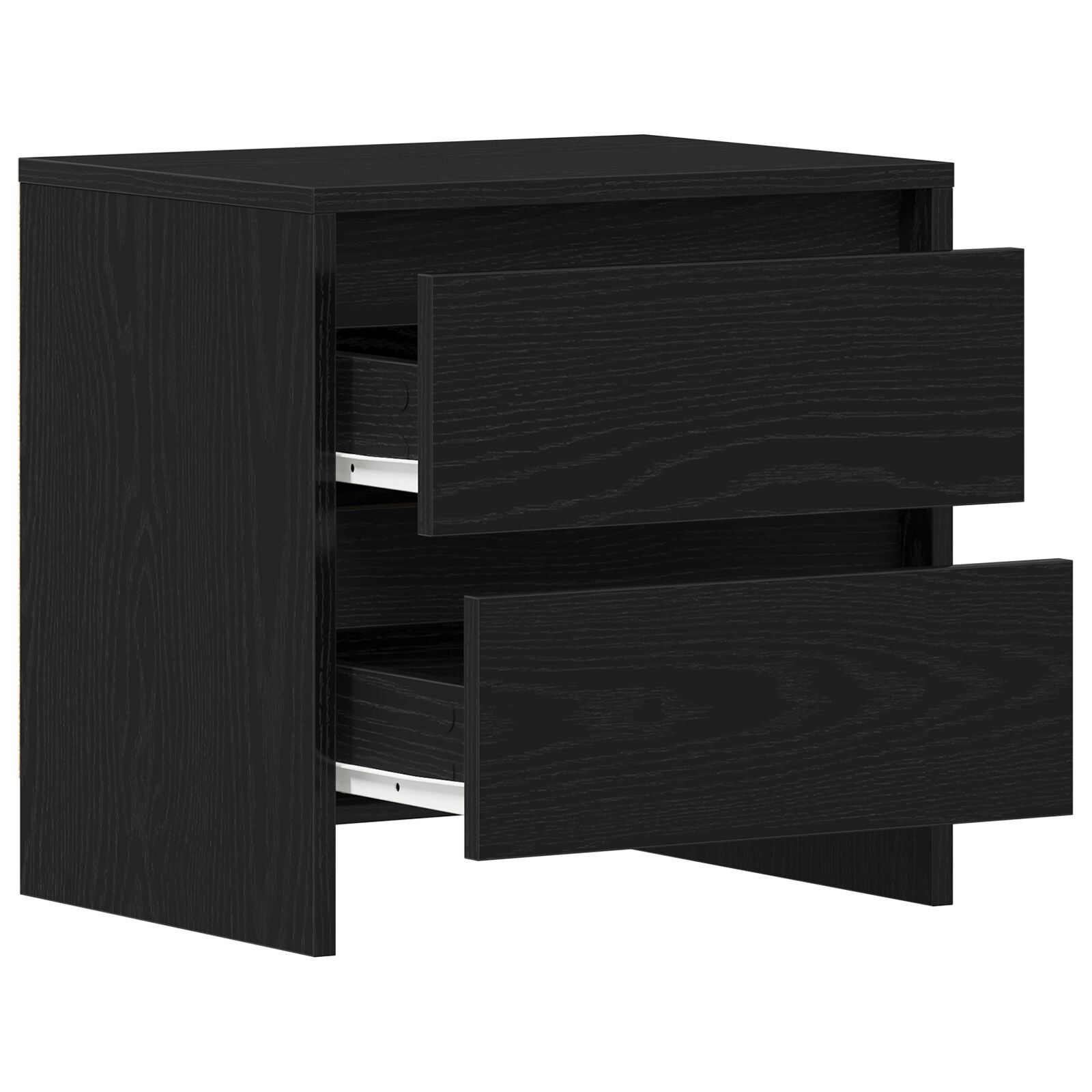 Nachtkastje 45X34X44,5 Cm Gelaagd Hout 1 Zwart Eiken