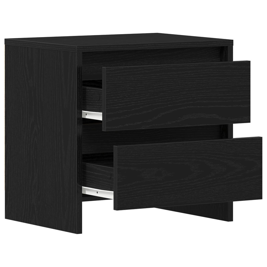 Nachtkastje 45X34X44,5 Cm Gelaagd Hout 1 Zwart Eiken