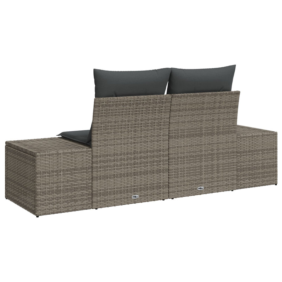 2-Persoons Tuin Sofa Met Kussens Poly Rattan Grijs geen opslag