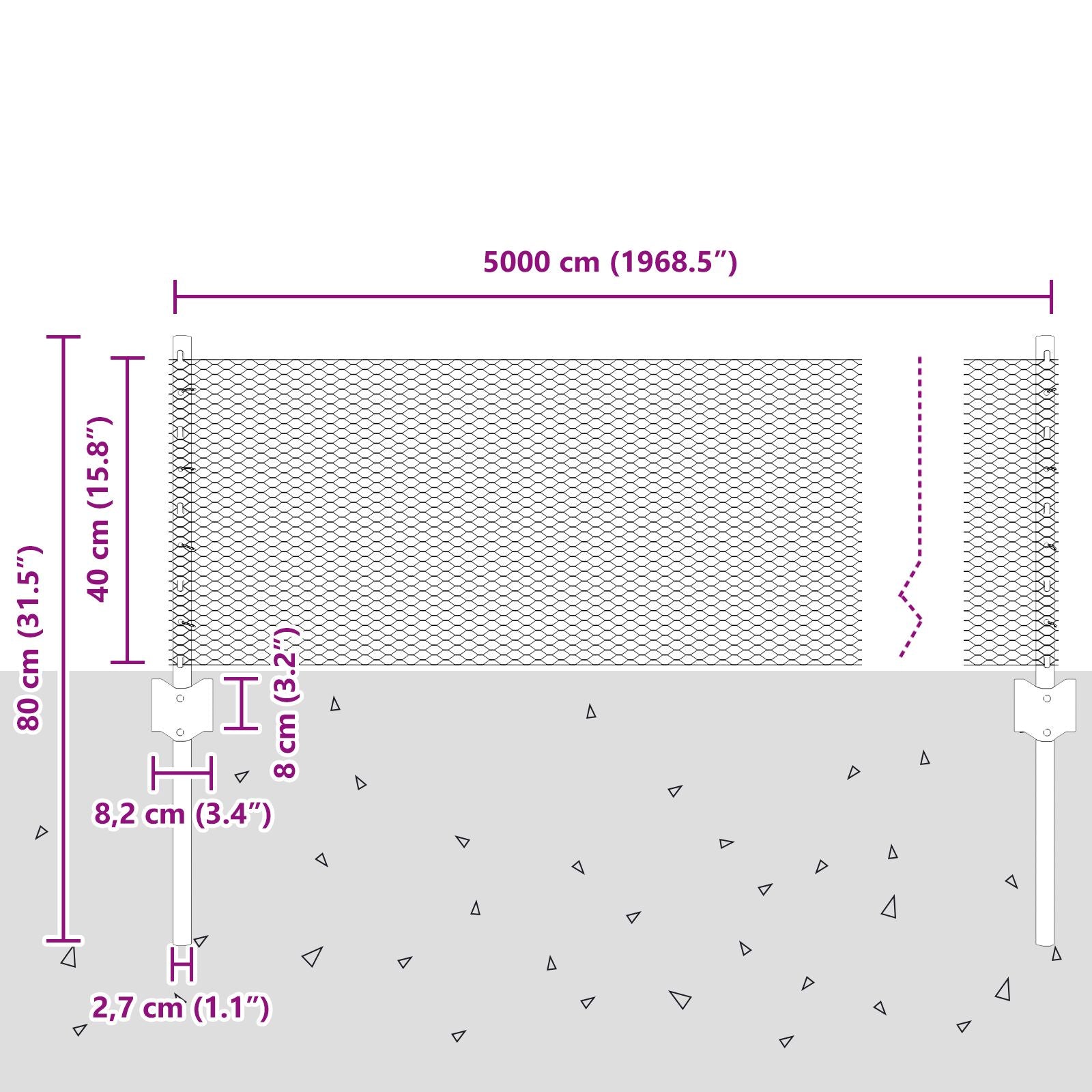 Hekposten 11 Stuks U-Kanaal 40 Cm Gegalvaniseerd Staal,  Zeshoekig Hek 0.4X50 M Gegalvaniseerd Staal