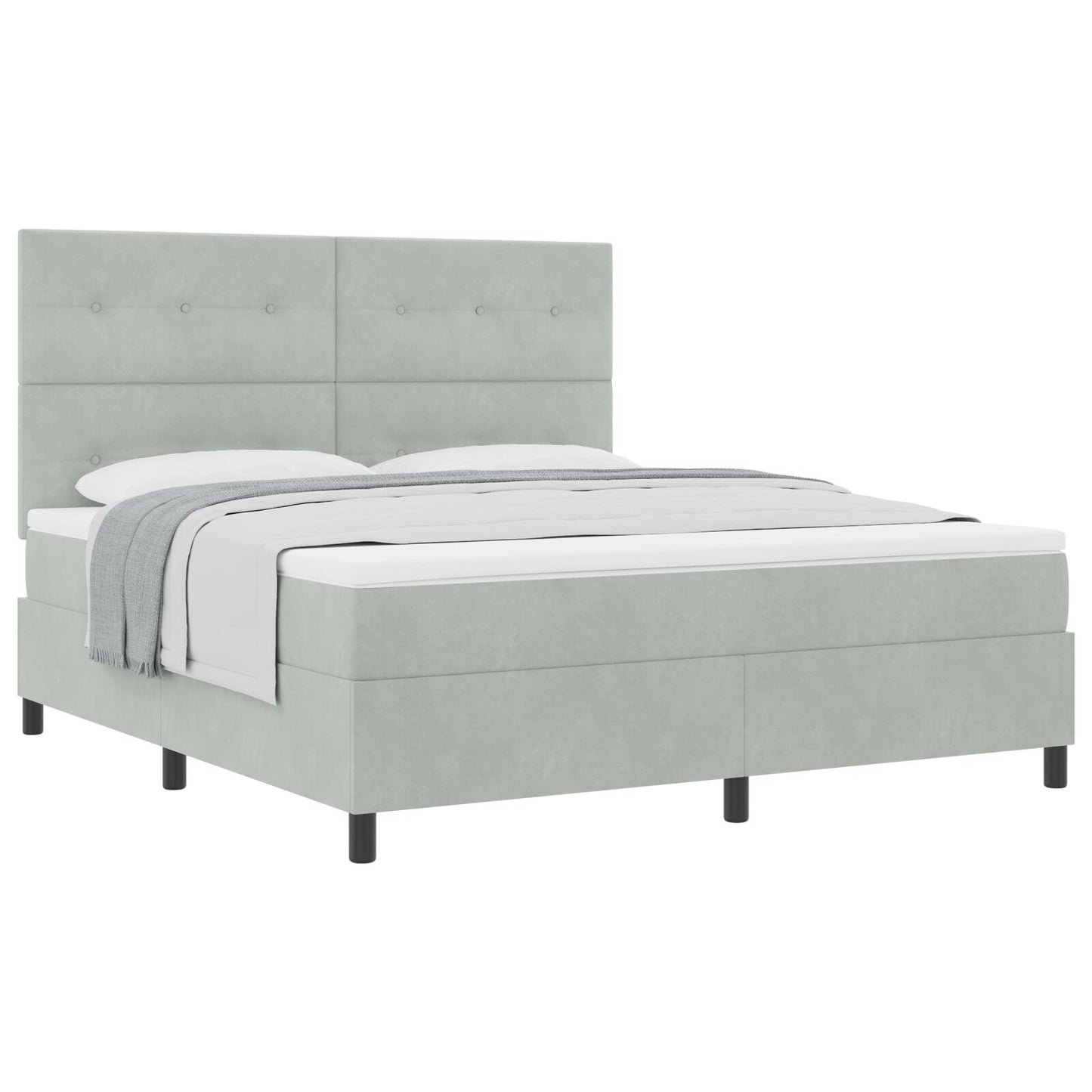 Boxspring Bed Met Matras Lichtgrijs Super King Velvet Blauw