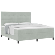 Boxspring Bed Met Matras Lichtgrijs Super King Velvet Blauw
