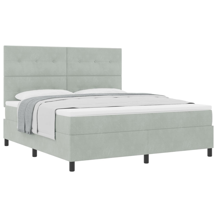 Boxspring Bed Met Matras Lichtgrijs Super King Velvet Blauw
