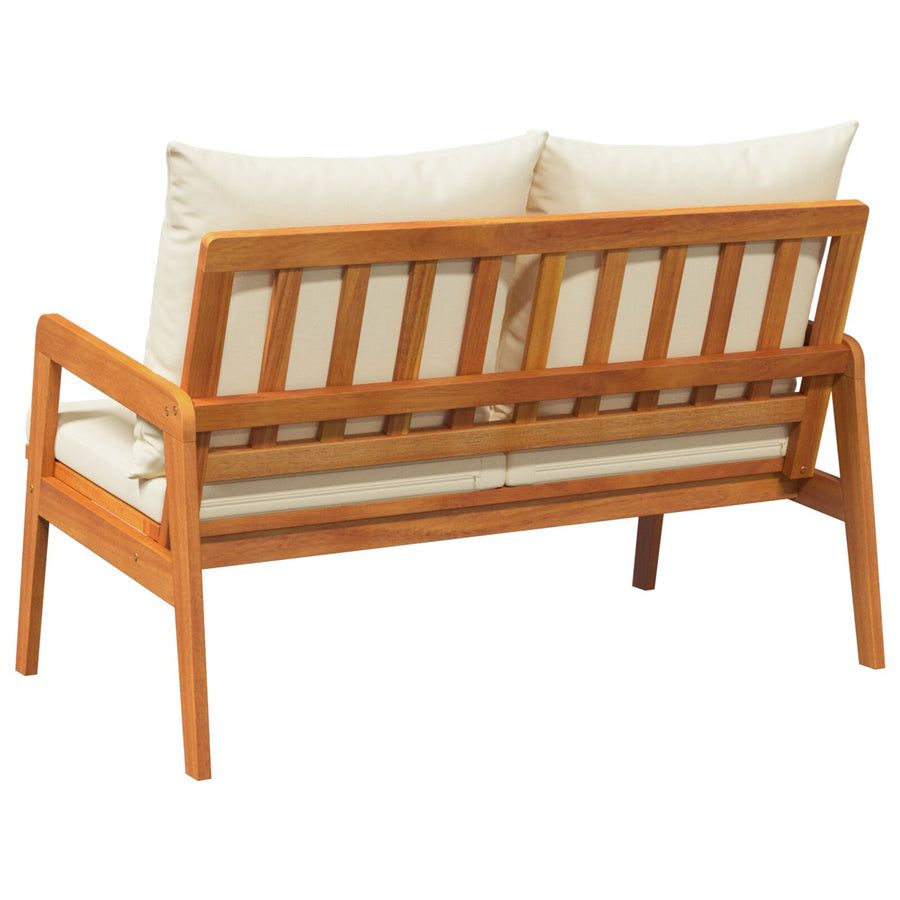 Tuin Met Kussens 115X65X71 Cm Massief Acaciahout Crème Wit Bank