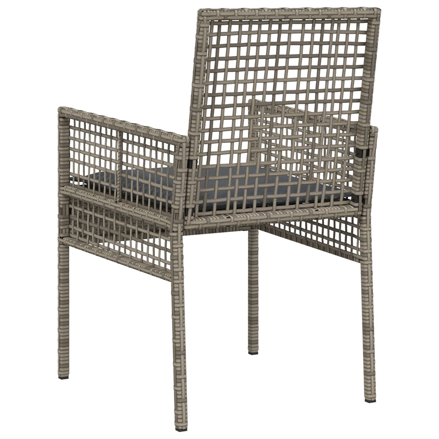 Tuinstoelen 2 Stuks Met Kussens Poly Rattan Grijs en donkergrijs