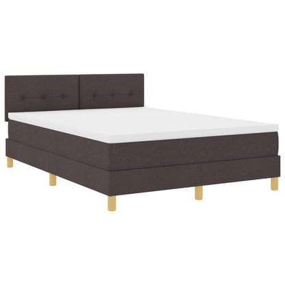 Boxspringbed Met Matras Stof Donkerbruin 140 x 200 cm Knoop-geplooid
