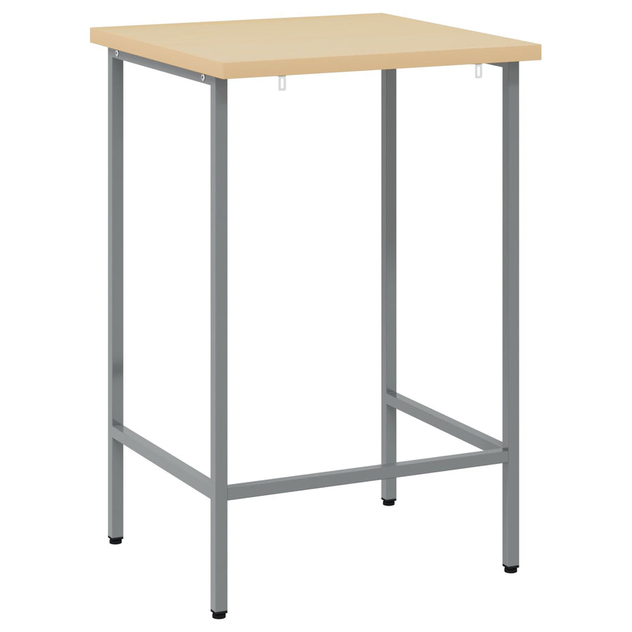 Werktafel 55X55X85 Cm Staal En Bewerkt Hout Grijs Hoektafel
