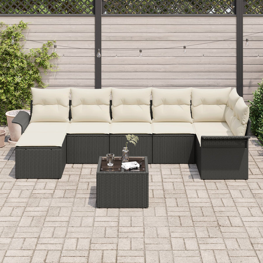 7-Delige Tuinset Met Kussens Bruin Poly Rattan