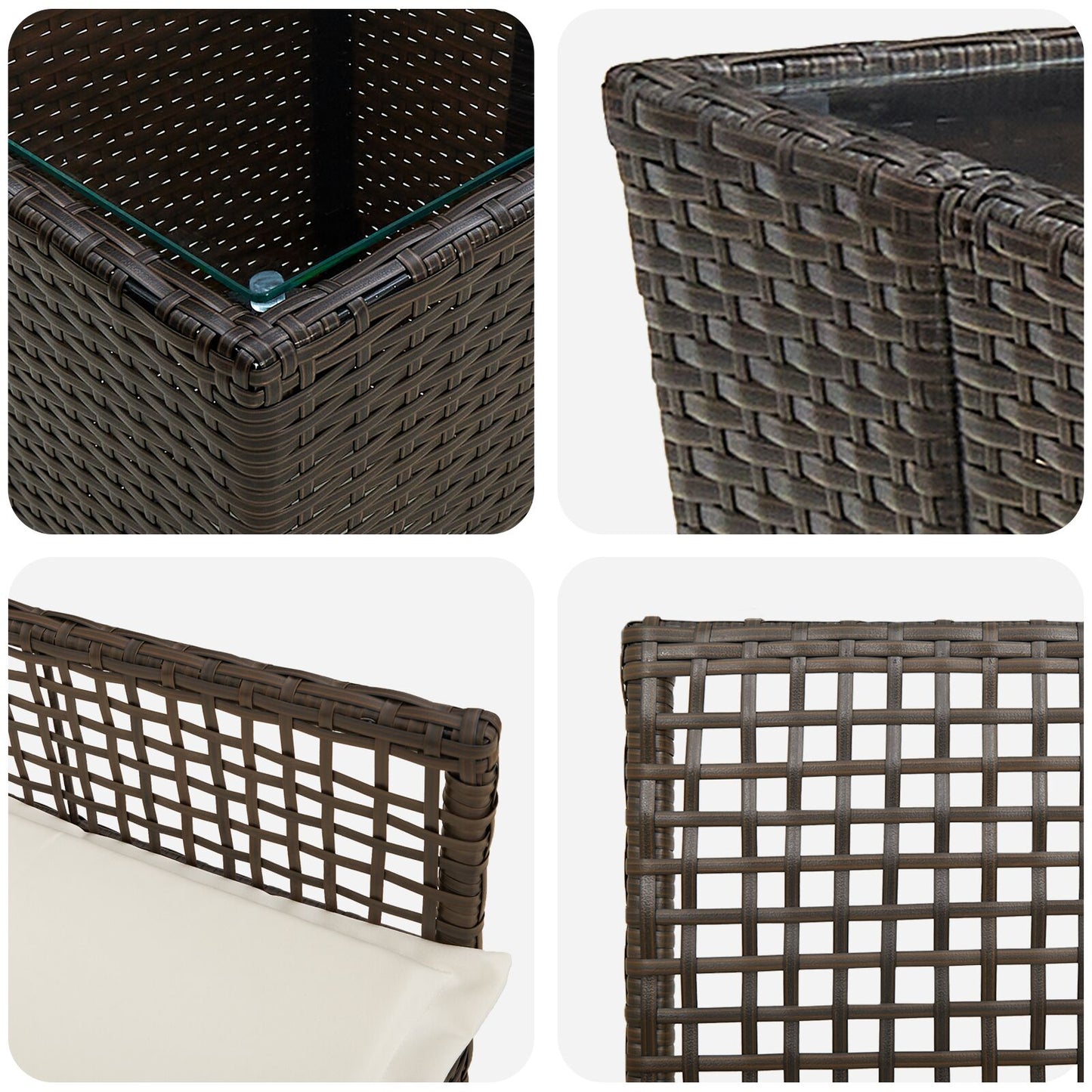 3-Delige Tuin Bistroset Met Kussens Bruin Poly Rattan