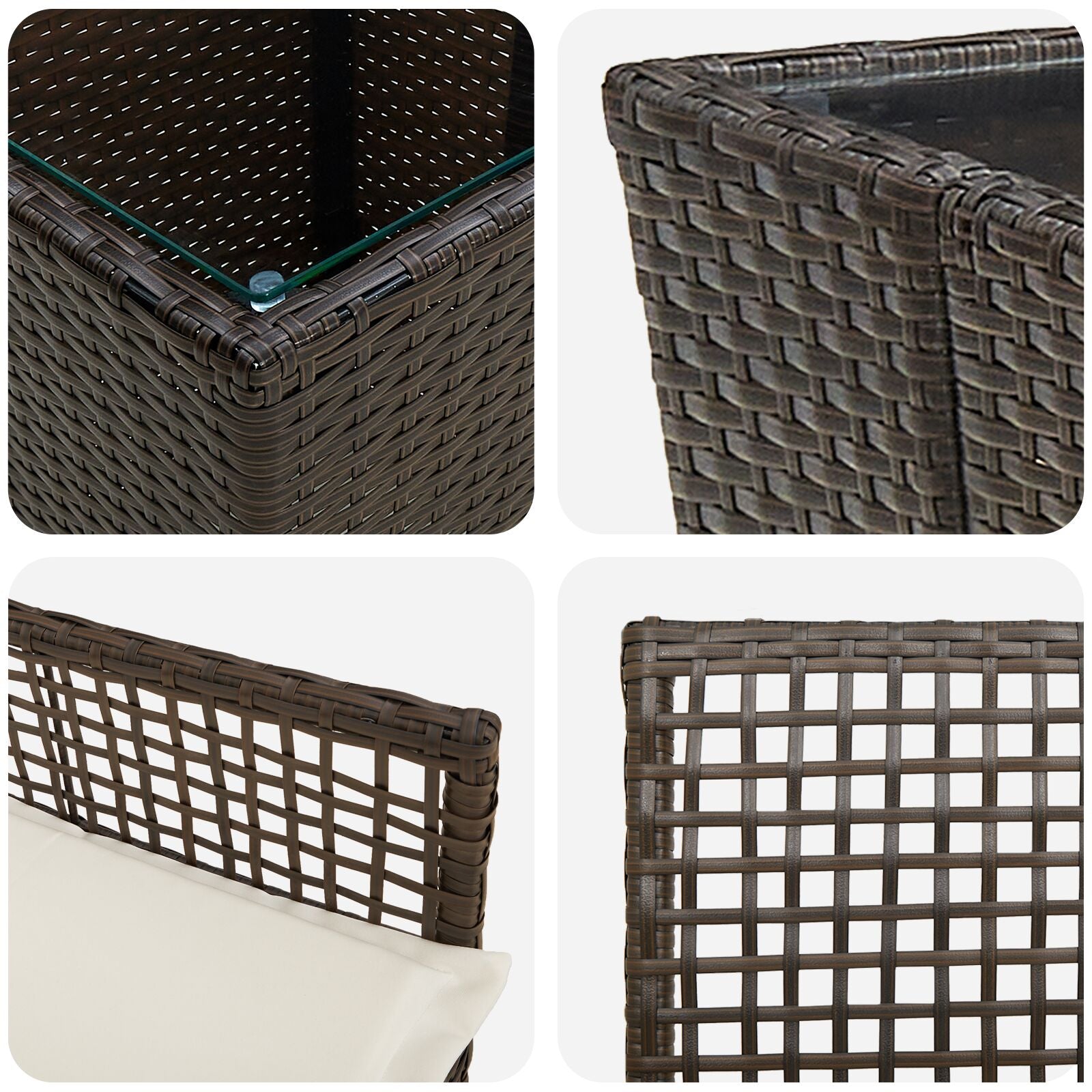 3-Delige Tuin Bistroset Met Kussens Bruin Poly Rattan