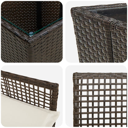 3-Delige Tuin Bistroset Met Kussens Bruin Poly Rattan