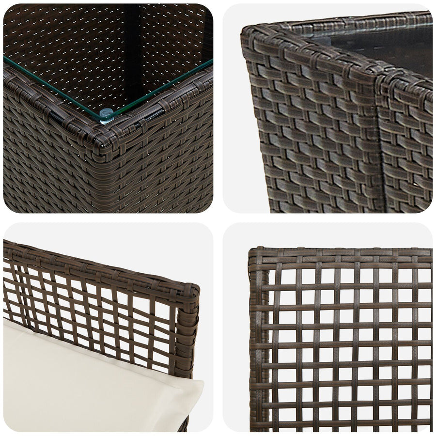 3-Delige Tuin Bistroset Met Kussens Bruin Poly Rattan