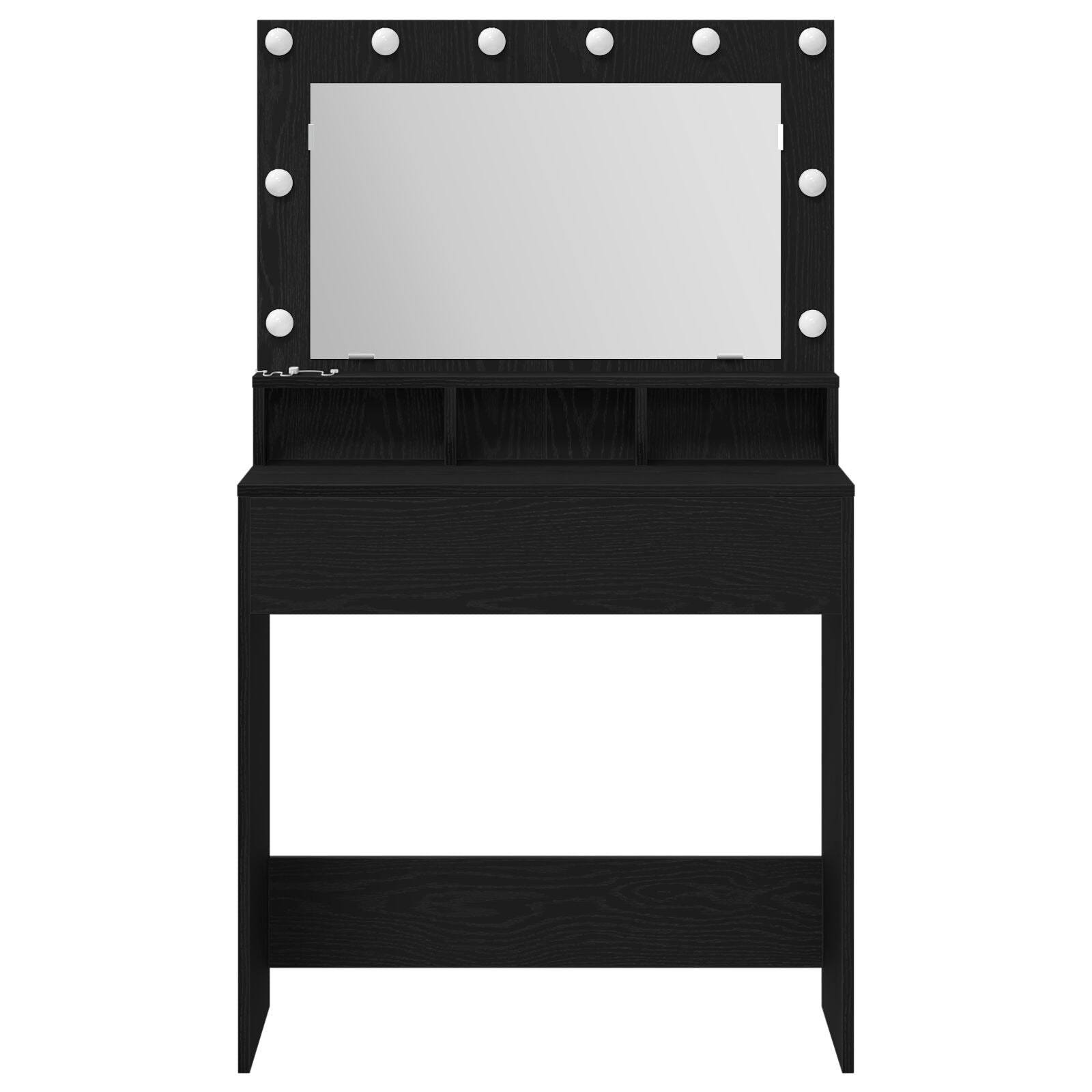 Kaptafel Met Led-Verlichting - - Zwart eiken 79 x 41 x 135 cm