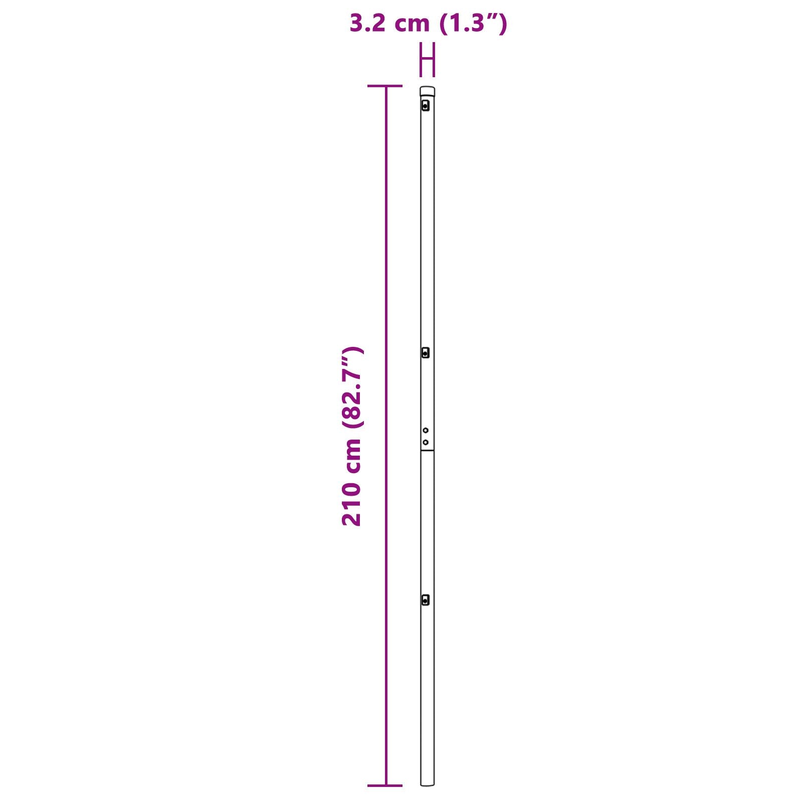 Fence Posts 52 Stuks Ø32 Mm Verzinkt Staal Groen 210 cm 52x post