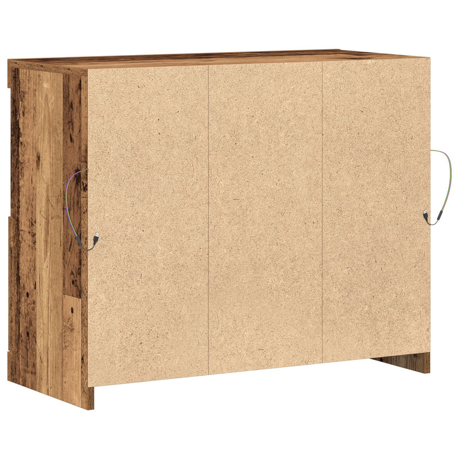 Buffetkast Met Led Verlichting 81X37X67 Cm Oud hout