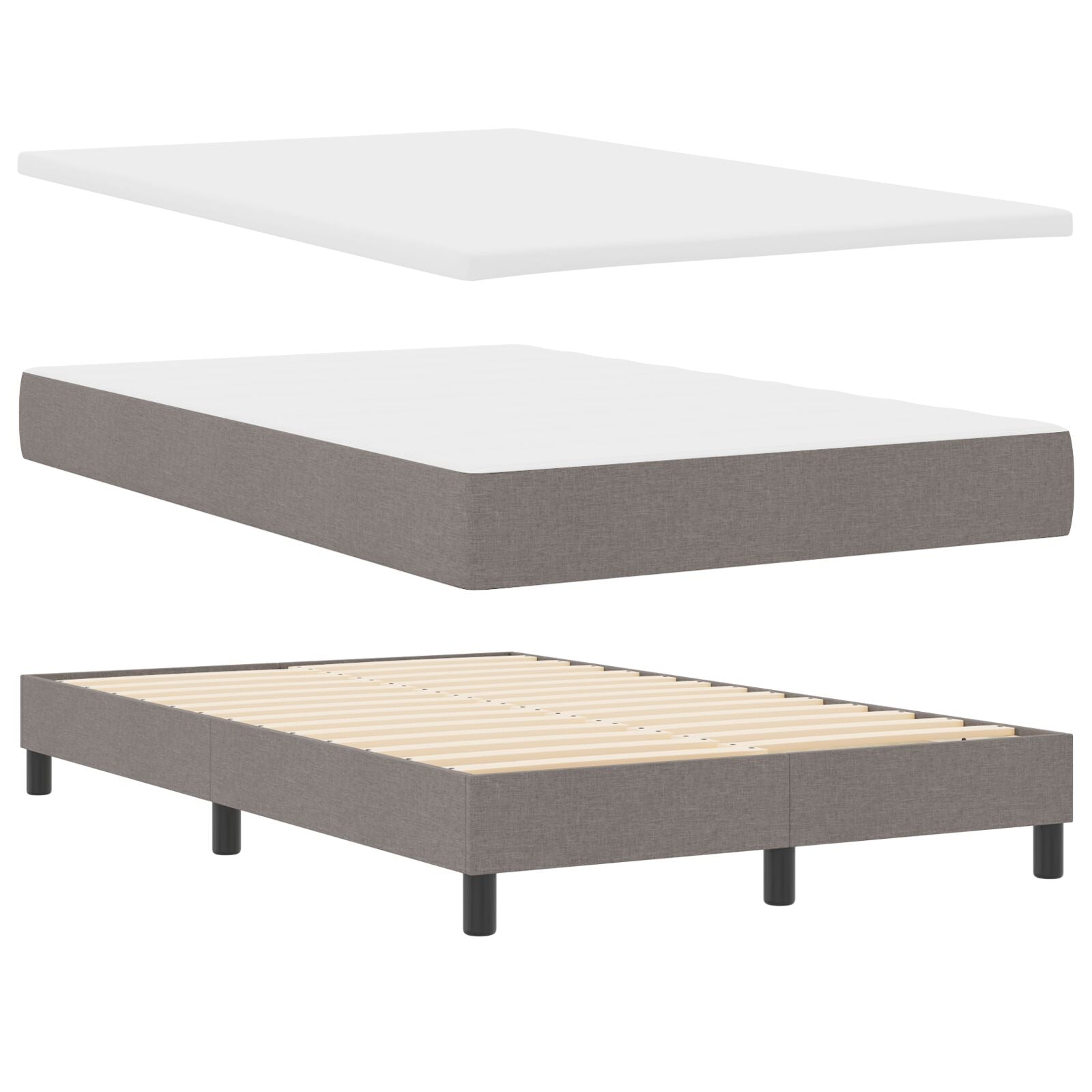 Boxspring Bed Met Matras & Bank Taupe 120X190 Cm Stof Blauw