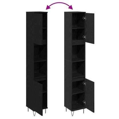 Badkamerkast 30X30X190 Cm Geengineerd Hout Zwart eiken
