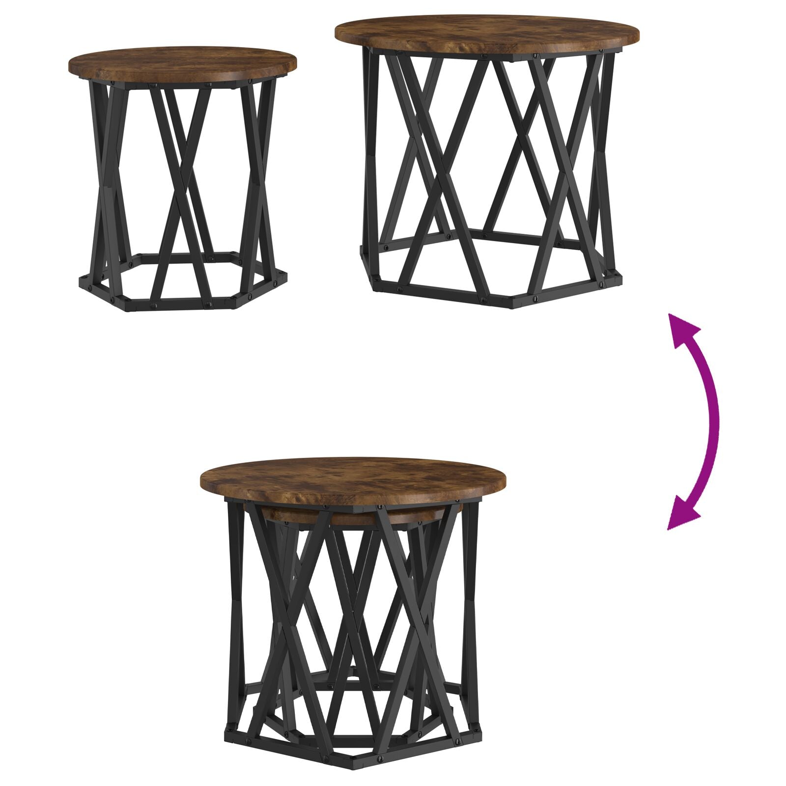 Nesting Bijzettafels 2-Delige Set Mdf Gerookt eiken