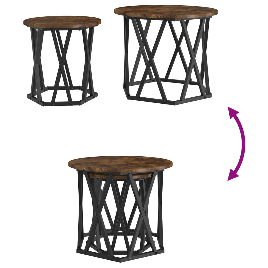 Nesting Bijzettafels 2-Delige Set Mdf Gerookt eiken
