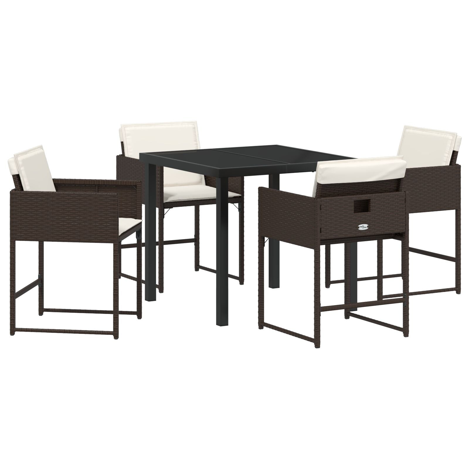 5-Delig Tuin Eetset Met Kussens Bruin Poly Rattan