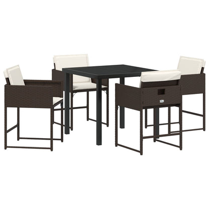 5-Delig Tuin Eetset Met Kussens Bruin Poly Rattan