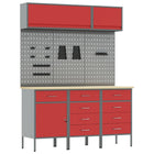 Werkkast set 8 stuks rood staal gefabriceerd hout 150x55x200 cm