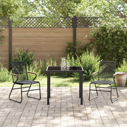 3-Delige Tuin Eetset Zwart Pvc Rattan