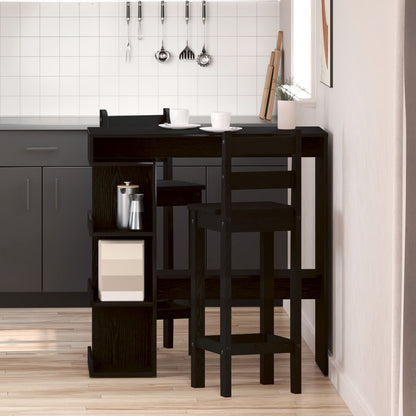 Zwart Eiken Bartafel Met Opslagrek, 100X50X101.5 Cm