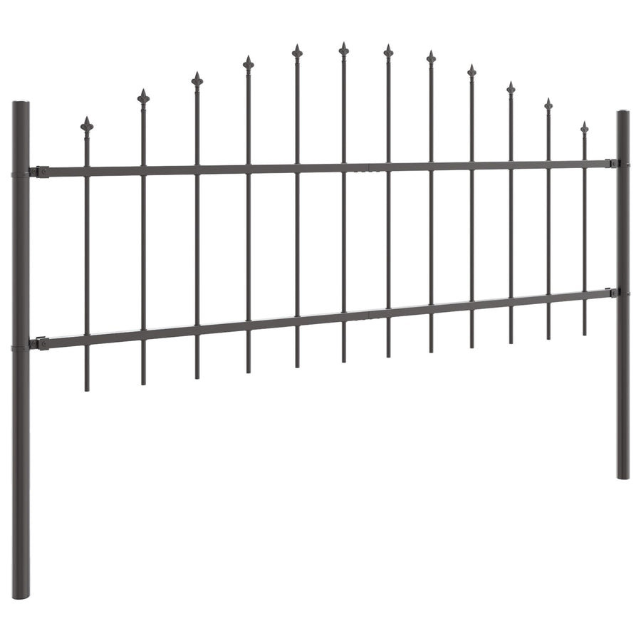 Tuinafscheiding Met Hoepel Top 8,5X0,75 M Staal Grijs 8.5 m 50-75 cm