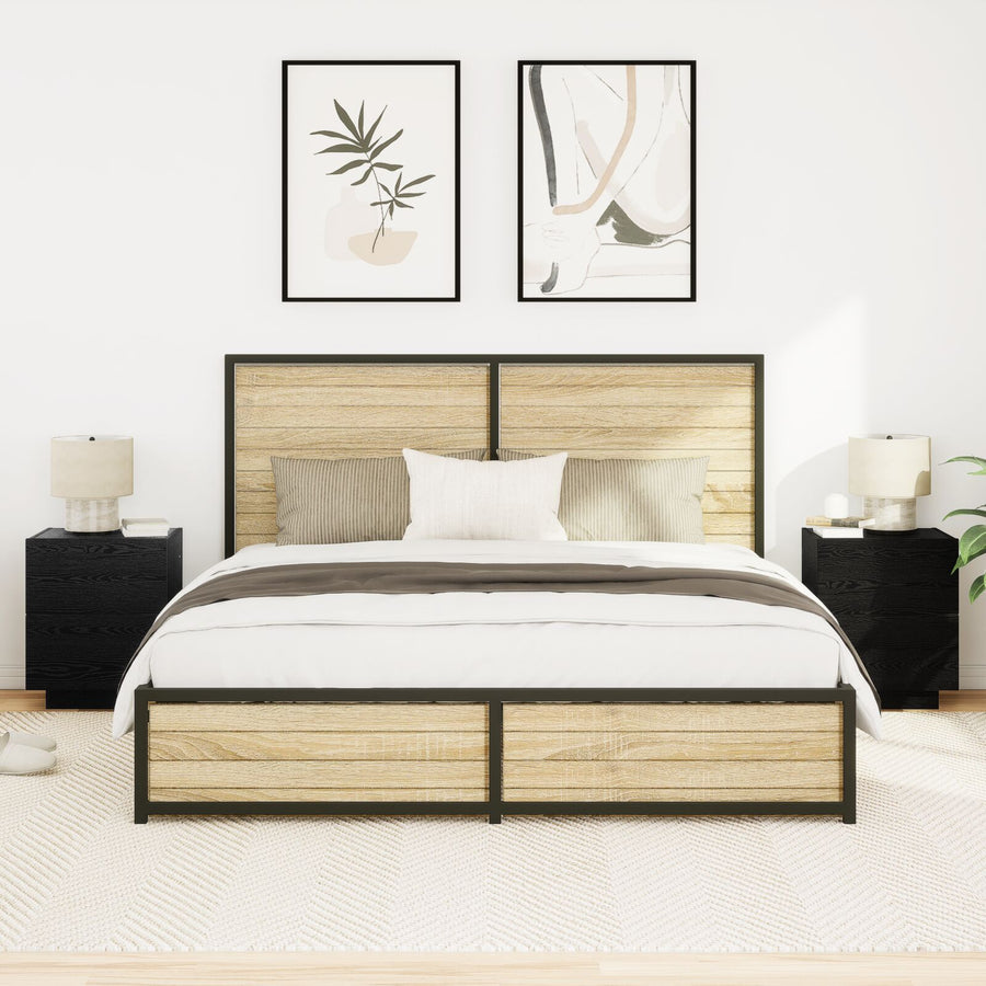 Nachtkastjes Met Led-Verlichting 2 Stuks Zwart Eiken 45X40X55 Cm