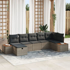 Garden Sofa Set with Cushion 7 pcs Grey poly rattan
