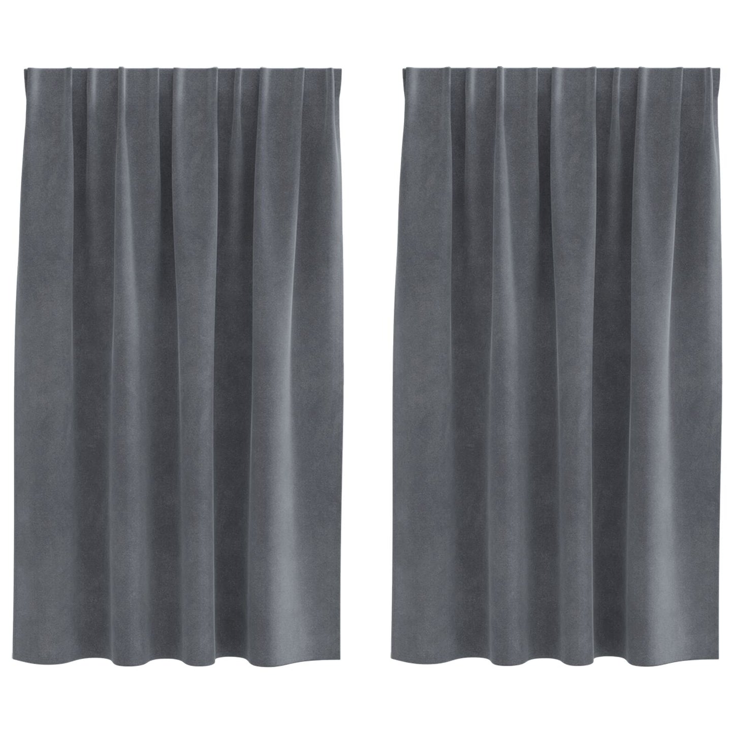 Blackout Gordijnen Met Topband 2 Stuks Velours Super Lichtgrijs 140 x 140 cm met ingenaaide tape