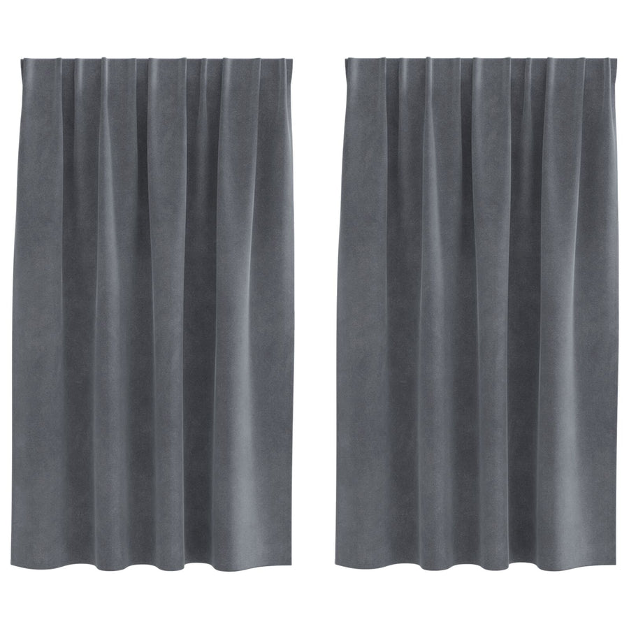 Blackout Gordijnen Met Topband 2 Stuks Velours Super Lichtgrijs 140 x 140 cm met ingenaaide tape