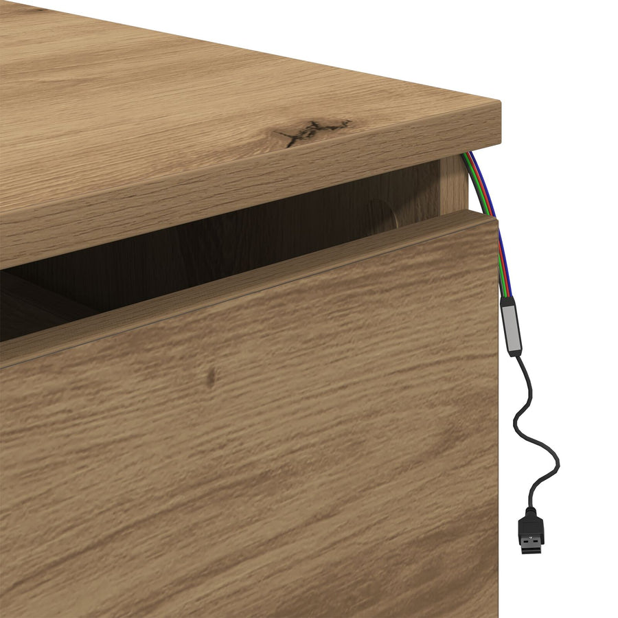 Nachtkastje Met Led Muurmontage 50X36X30 Cm 1 Artisan eiken