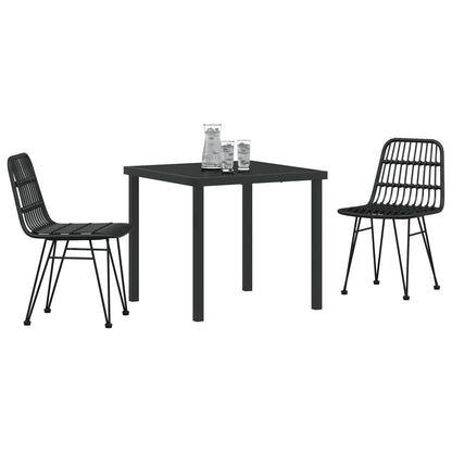 3-Delige Tuin Eettafel Set Zwarte Poly Rattan