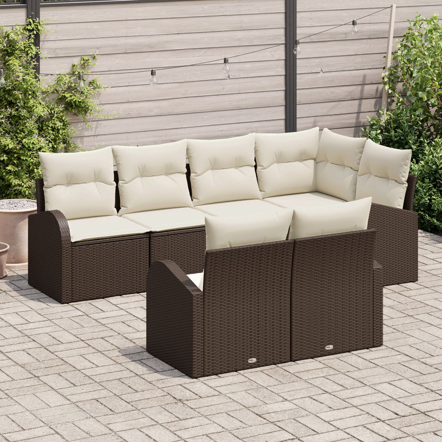 Tuin Sofa Set Set Van 7 Bruin En Crème