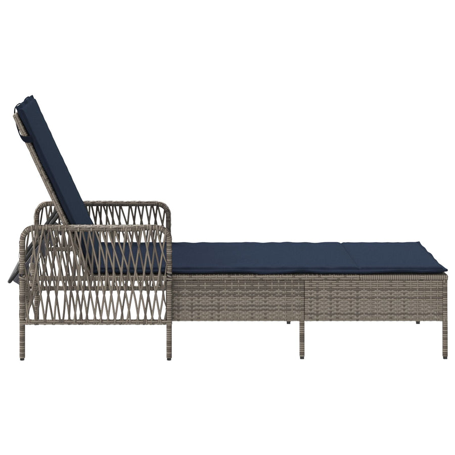 Zonnebank Grijs Pe Rattan 157 X 55 X 92 Cm Inklapbaar Zonnebank