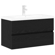 Wastafelkast Met Ingebouwde Wastafel Zwart Eiken Engineered Hout,  Wastafelkast Zwart Eiken 80X38.5X45 Cm Engineered Hout