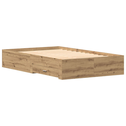 Bed Frame Met Lade Artisan Eiken 120X190 Cm Geengineerd Hout Ambachtelijk Eiken
