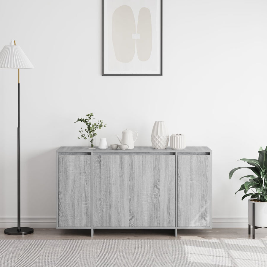 Grijs Dressoir Bewerkt Hout 135 X 41 X 75 Cm