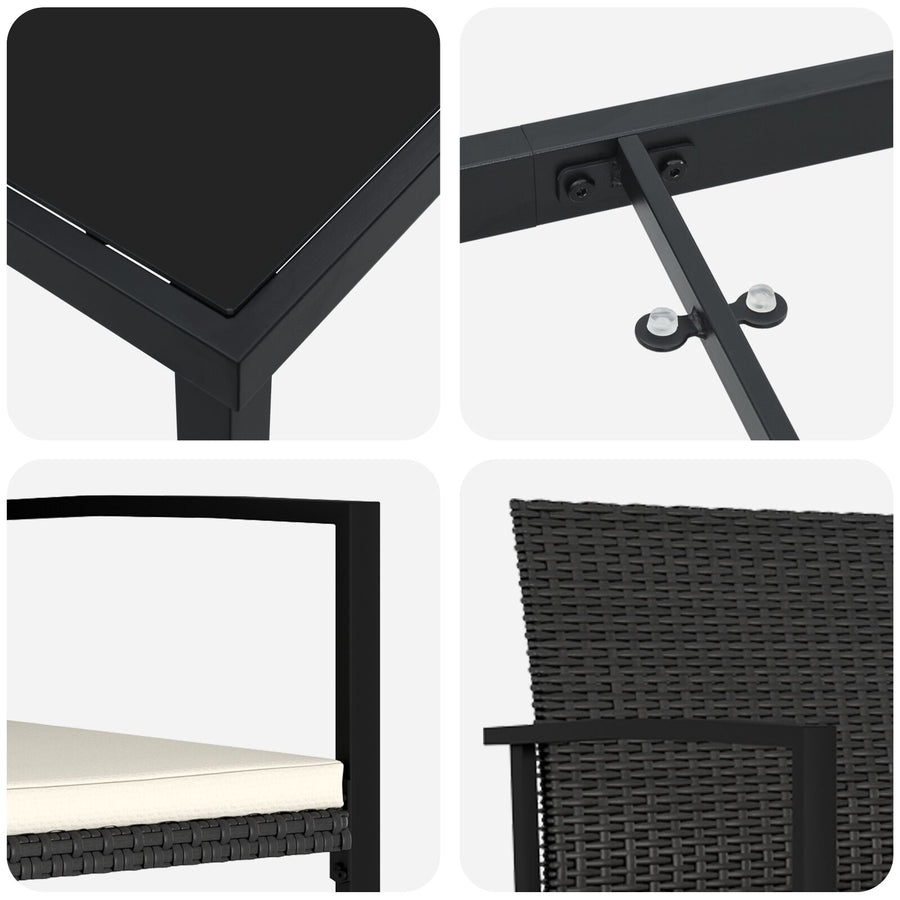 5-Delige Tuin Eetset Zwart Poly Rattan