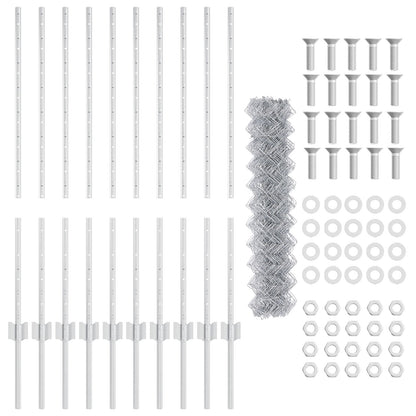 Kettinglink Omheining Met 20 U-Posts Zilver 1X10 M Staal