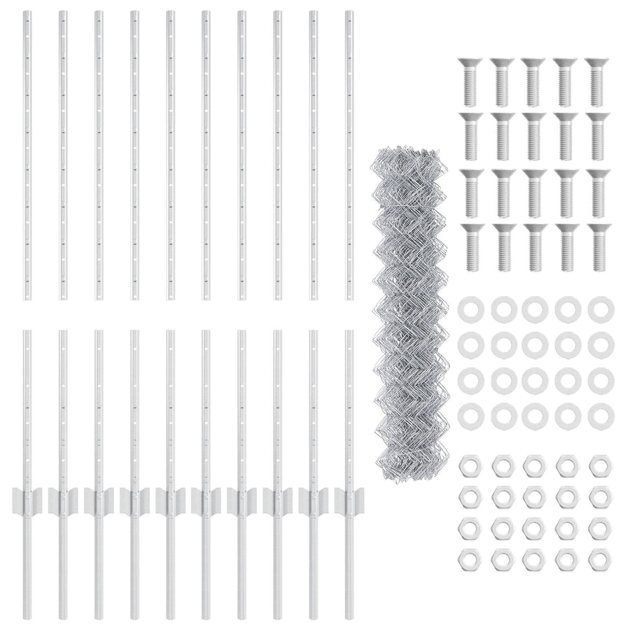 Kettinglink Omheining Met 20 U-Posts Zilver 1X10 M Staal