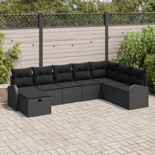 8-Delige Tuin Sofa Set Met Kussens Zwart Poly Rattan